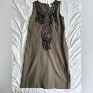 Haute Hippie green shift dress with beading